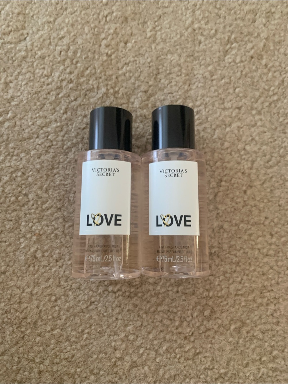 Victoria's Secret LOVE Mini Body Mist Duo - Clear & Black Caps